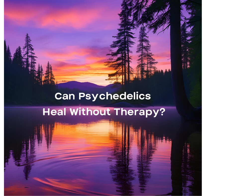 A calming forest background with the words “Do Psychedelics Heal Without Therapy?” overlayed. Promotes safe psilocybin treatment, legal psychedelics, and psilocybin retreats in Oregon with no waitlist, available at Vital Reset.