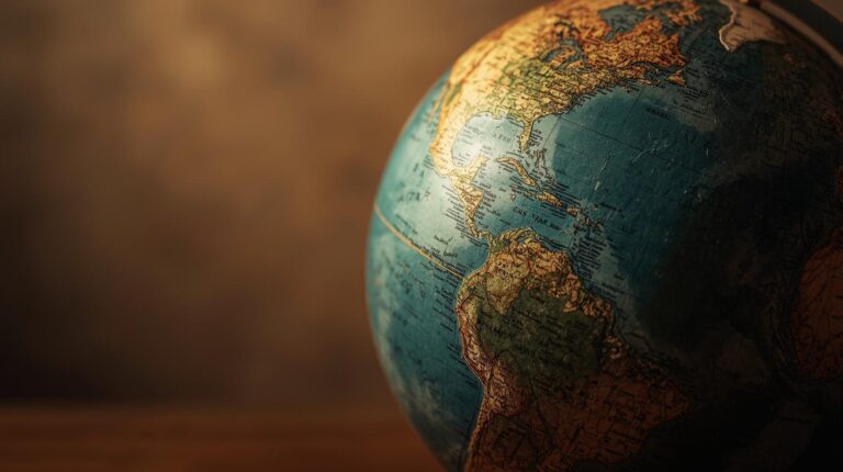 t: Close-up of a vintage globe showing North and South America, symbolizing Oregon psilocybin legalization in a global context.