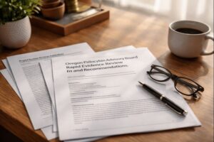 Peer-reviewed psilocybin research reports supporting depression, PTSD, and end-of-life distress care in Oregon