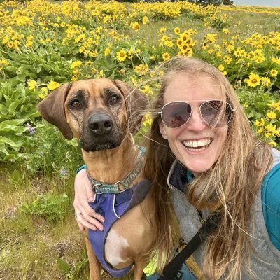 Libby Volgyes with therapy dog Talulah